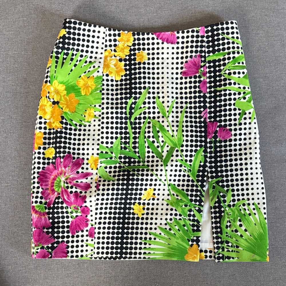 Versace Jeans Couture Vintage Women White Floral Short Pencil Skirt Size 26|40